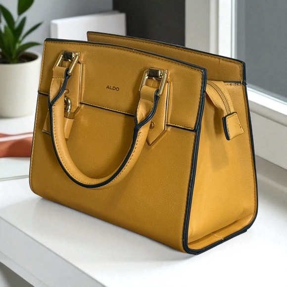 Aldo Mustard Yellow Satchel Crossbody Bag Handbag - Picture 3 of 14